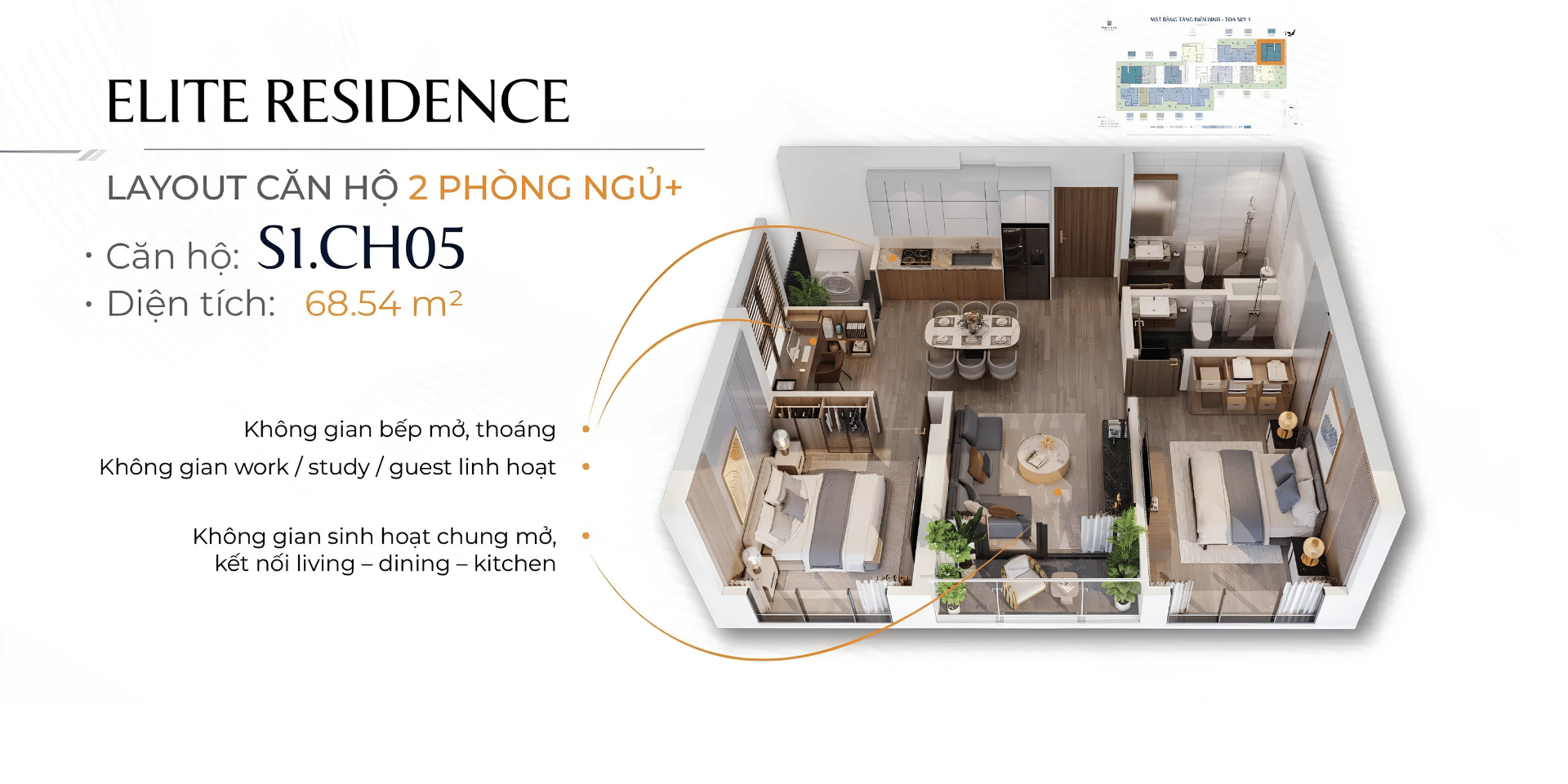 Căn 3 phòng ngủ tầm nhìn panorama 180 độ, đón trọn ánh sáng tự nhiên và gió biển.