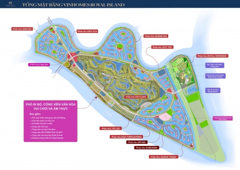 Mặt bằng vị trí các phân khu Vinhomes Royal island